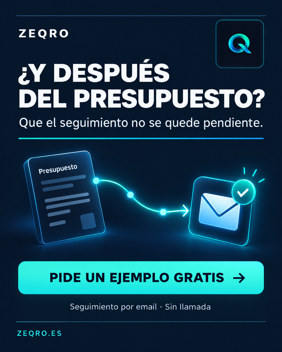 ZEQRO: del presupuesto enviado al seguimiento por email, sin llamada